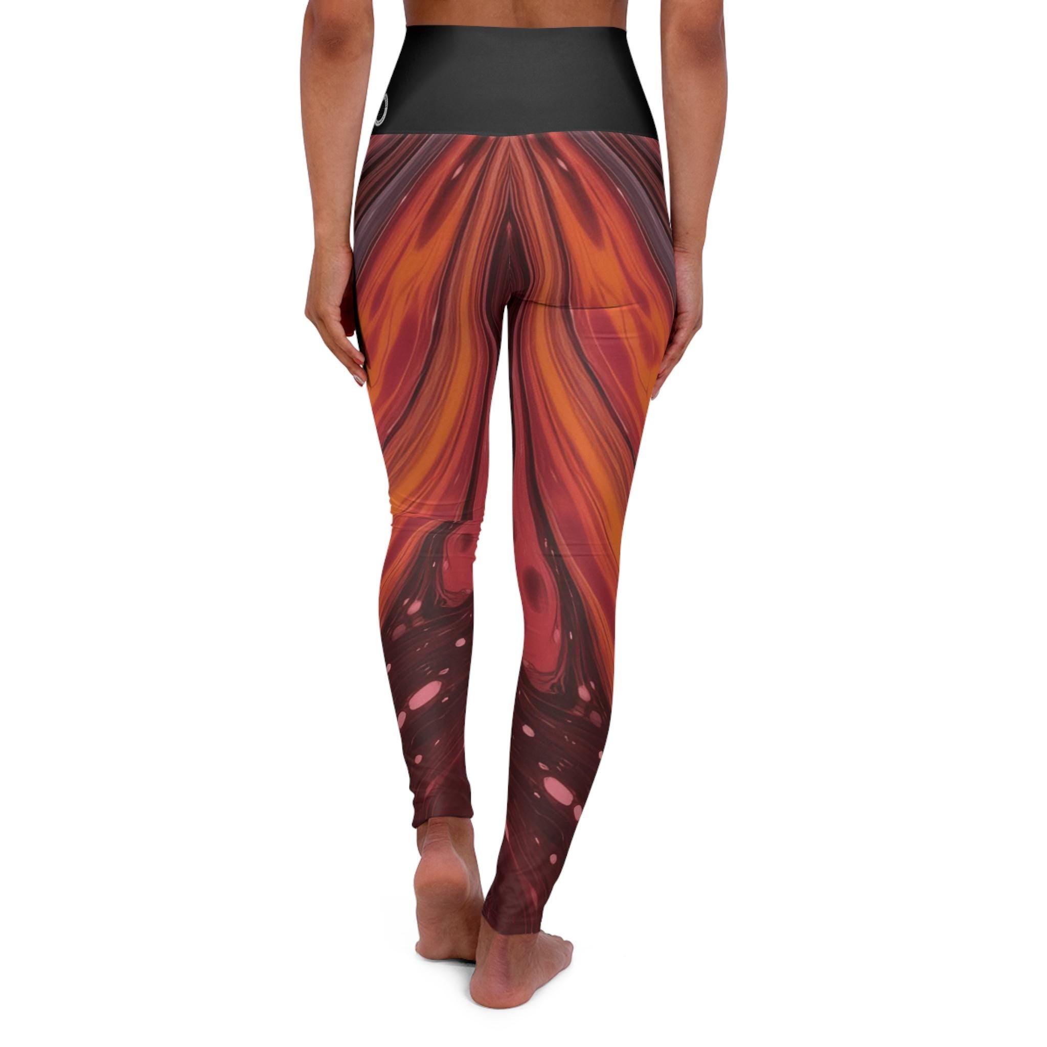 Abstract Orange Swirl High Waisted Leggings
