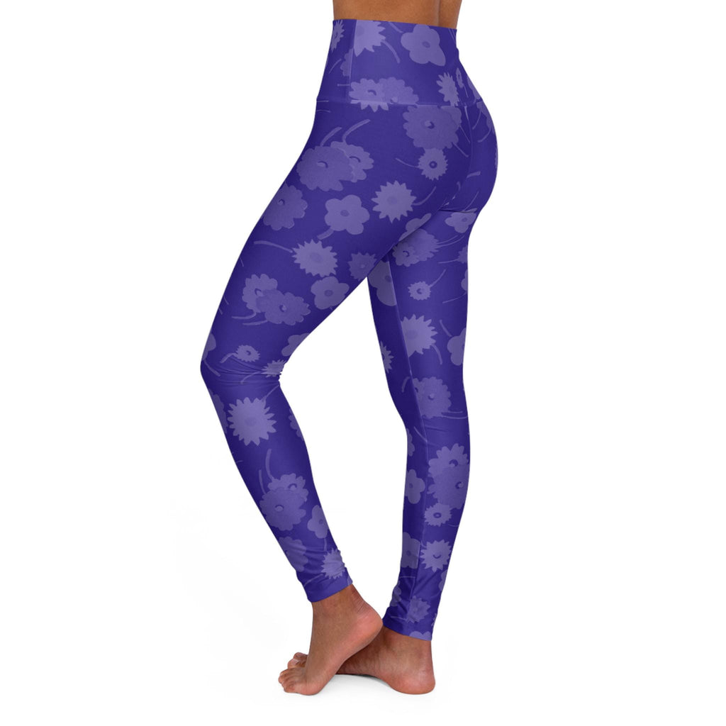 Purple Floral Pattern High Waisted Leggings | All-Over Print Yoga
