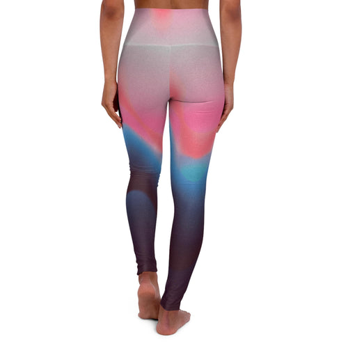 Abstract Pink Blue Gradient High Waisted Leggings | All-Over Print