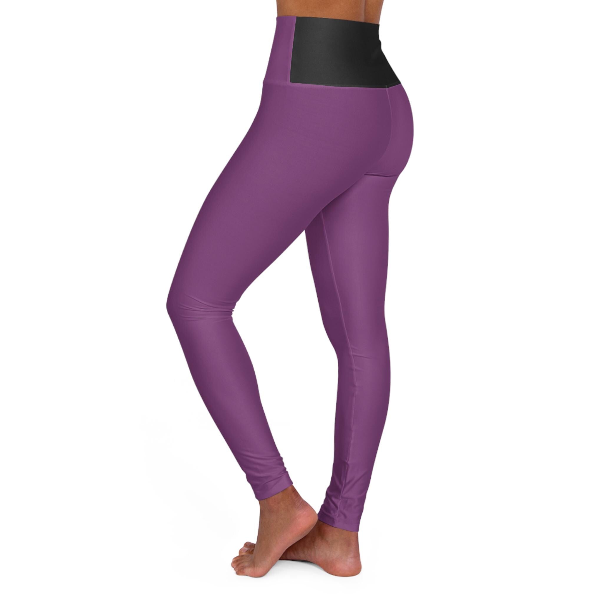 Solid Plum High Waisted Yoga Leggings | Purple AOP Leggings