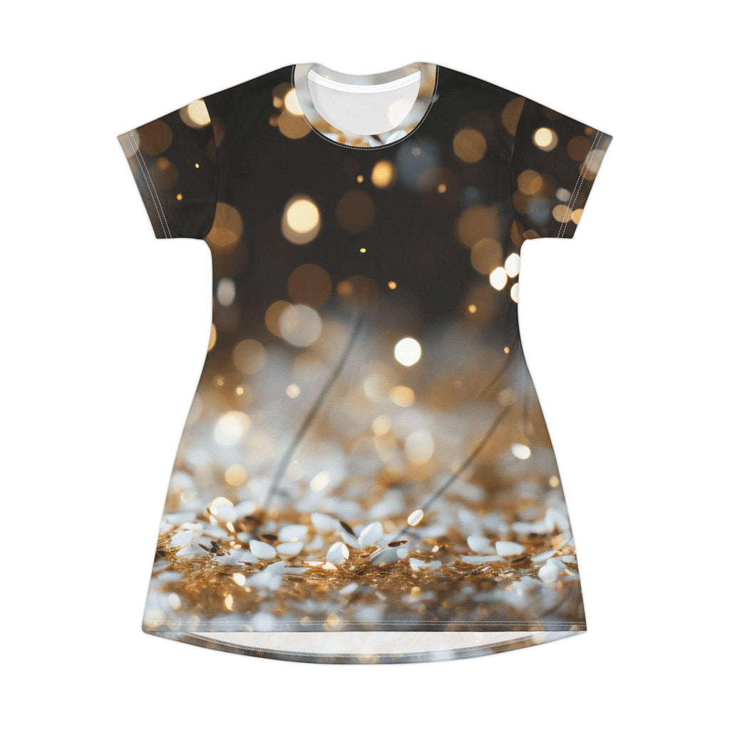 Silver and Gold Confetti T-Shirt Dress (AOP)