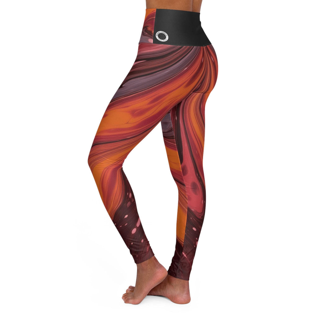 Abstract Orange Swirl High Waisted Leggings