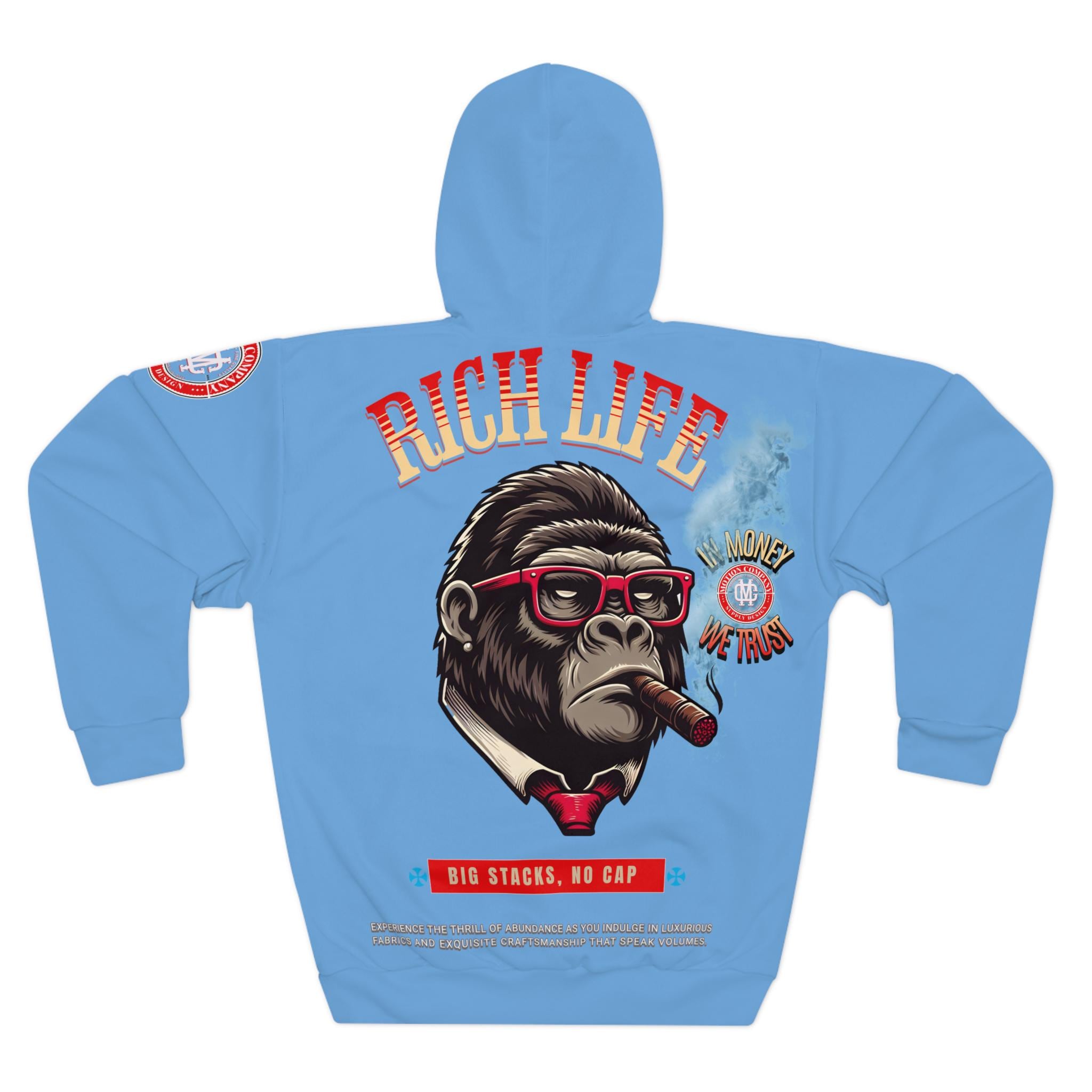 Rich Life Ape Smoking Cigar Graphic Hoodie | Motion Company Pullover