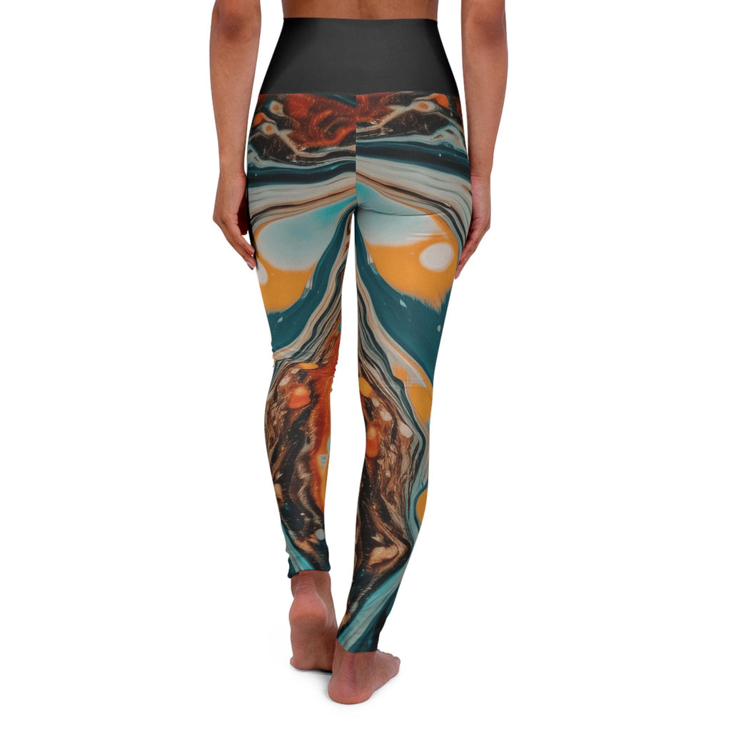Abstract Fluid Marble Print Leggings | High Waisted Yoga Leggings