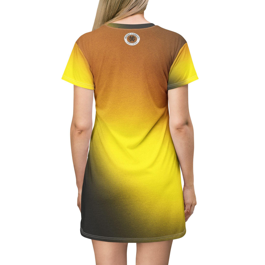 Afro Silhouette Illustration T-Shirt Dress | Yellow Gradient