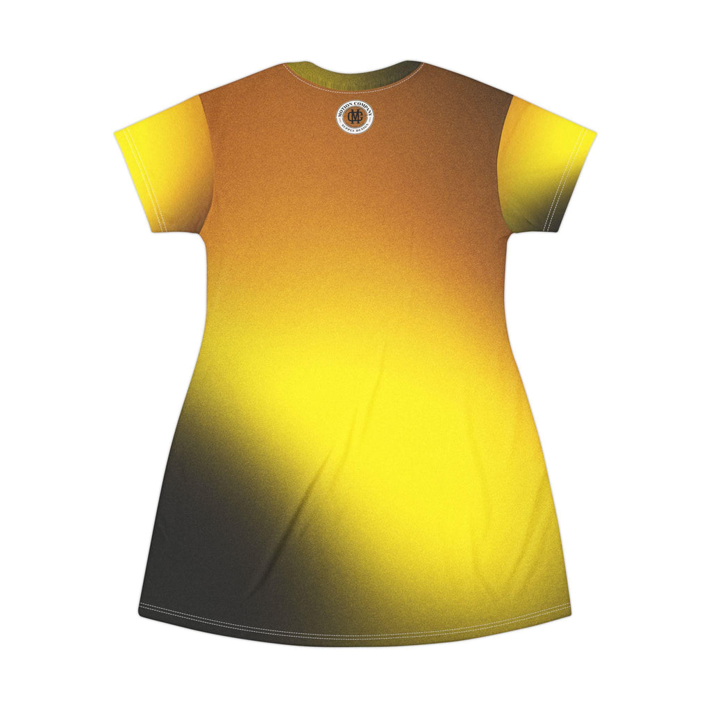 Afro Silhouette Illustration T-Shirt Dress | Yellow Gradient