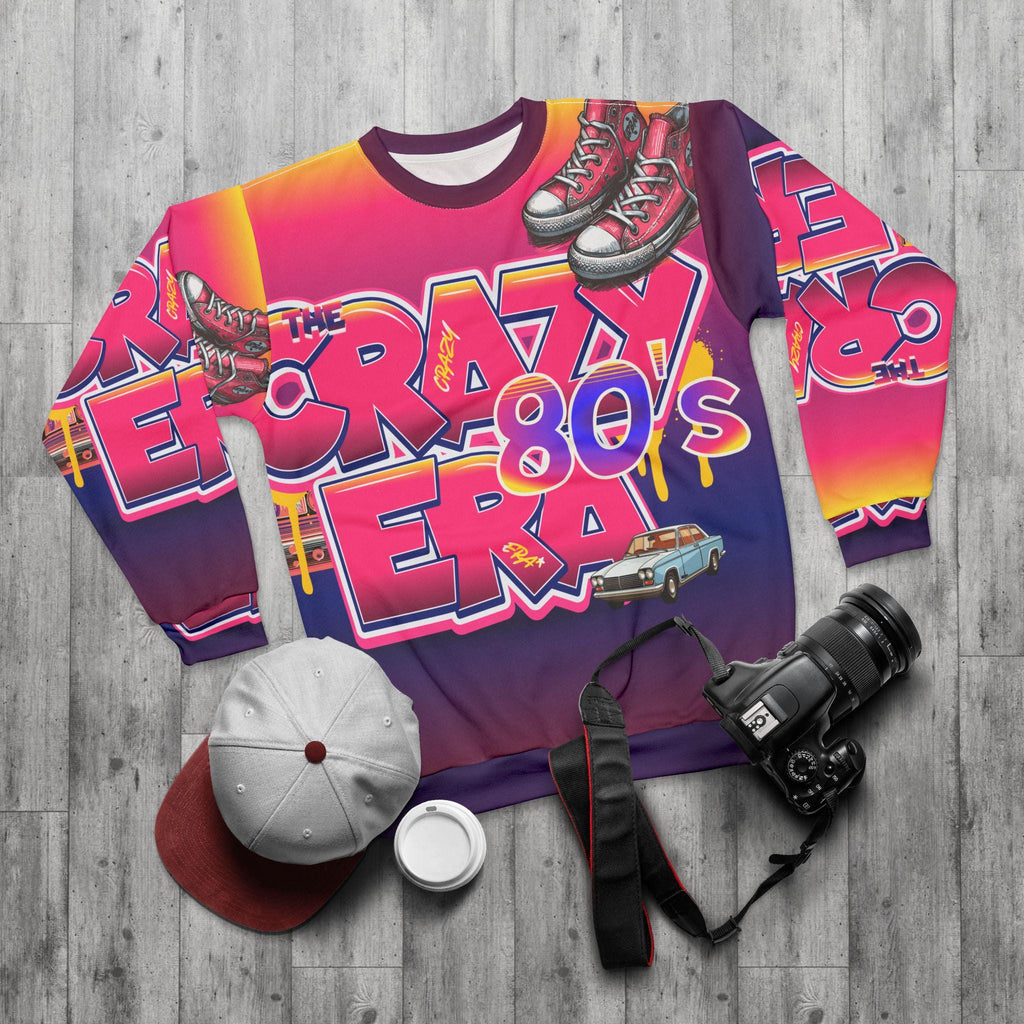 Crazy 80s Era Sweatshirt | Retro Neon 1980s All-Over Print