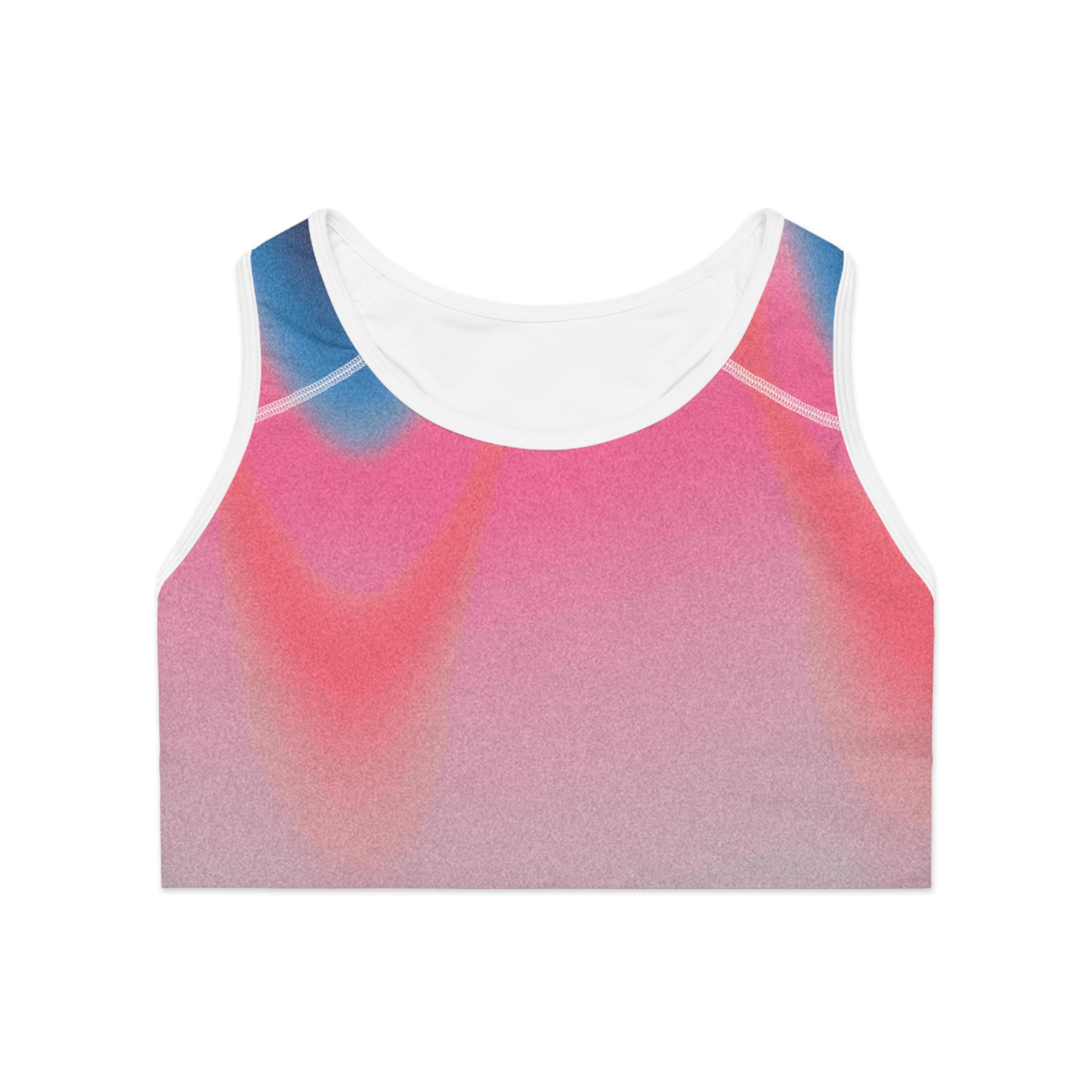 Abstract Pink Blue Gradient Sports Bra | All-Over Print Athletic Top