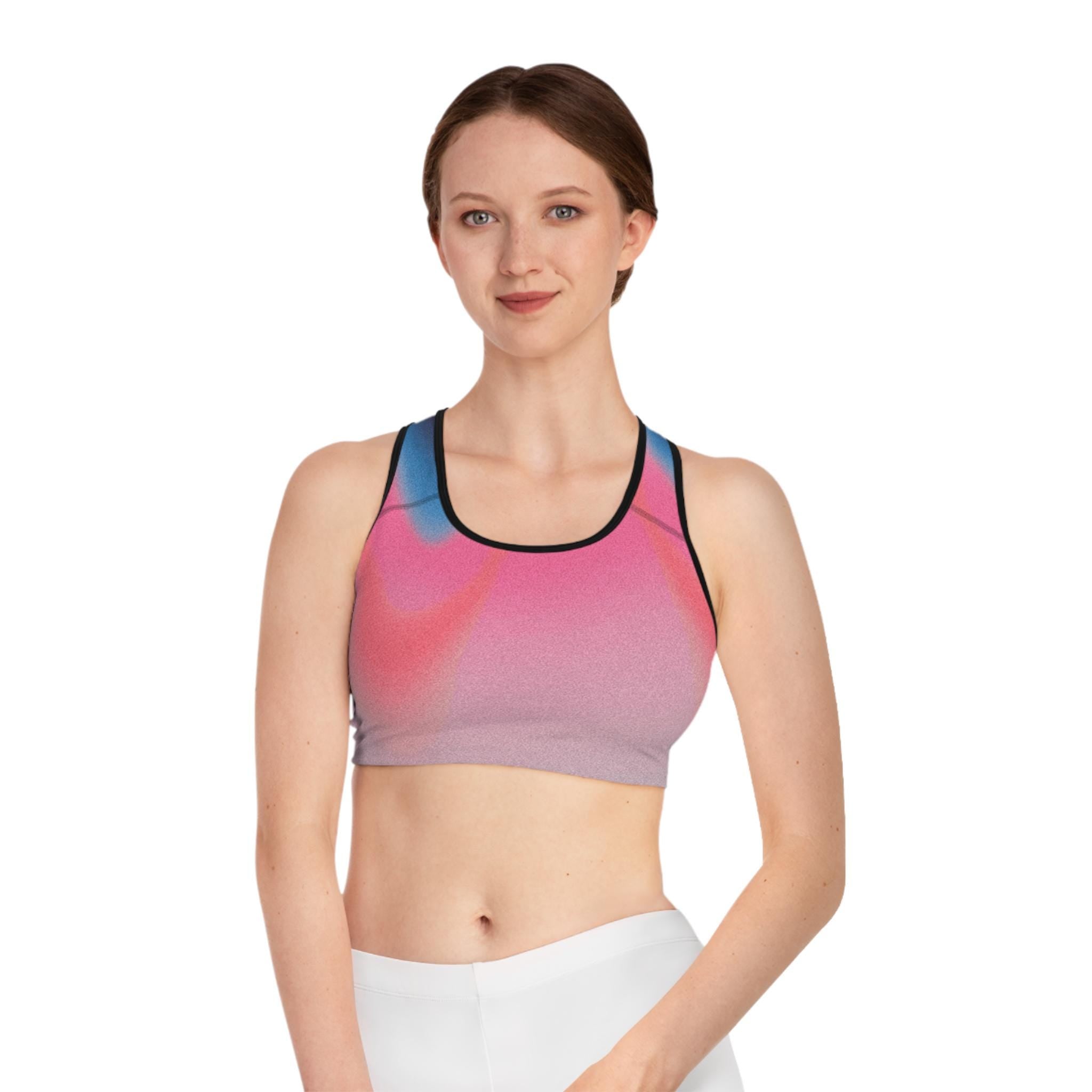 Abstract Pink Blue Gradient Sports Bra | All-Over Print Athletic Top