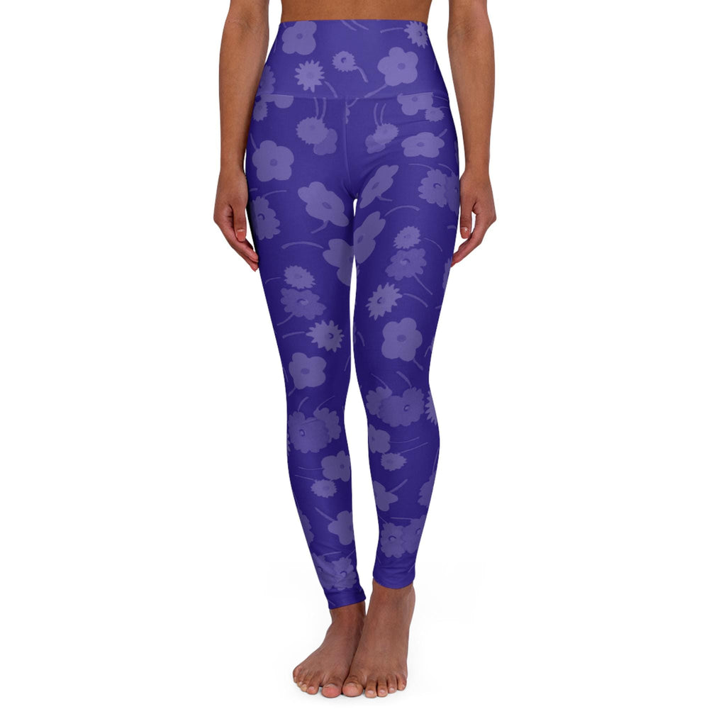 Purple Floral Pattern High Waisted Leggings | All-Over Print Yoga