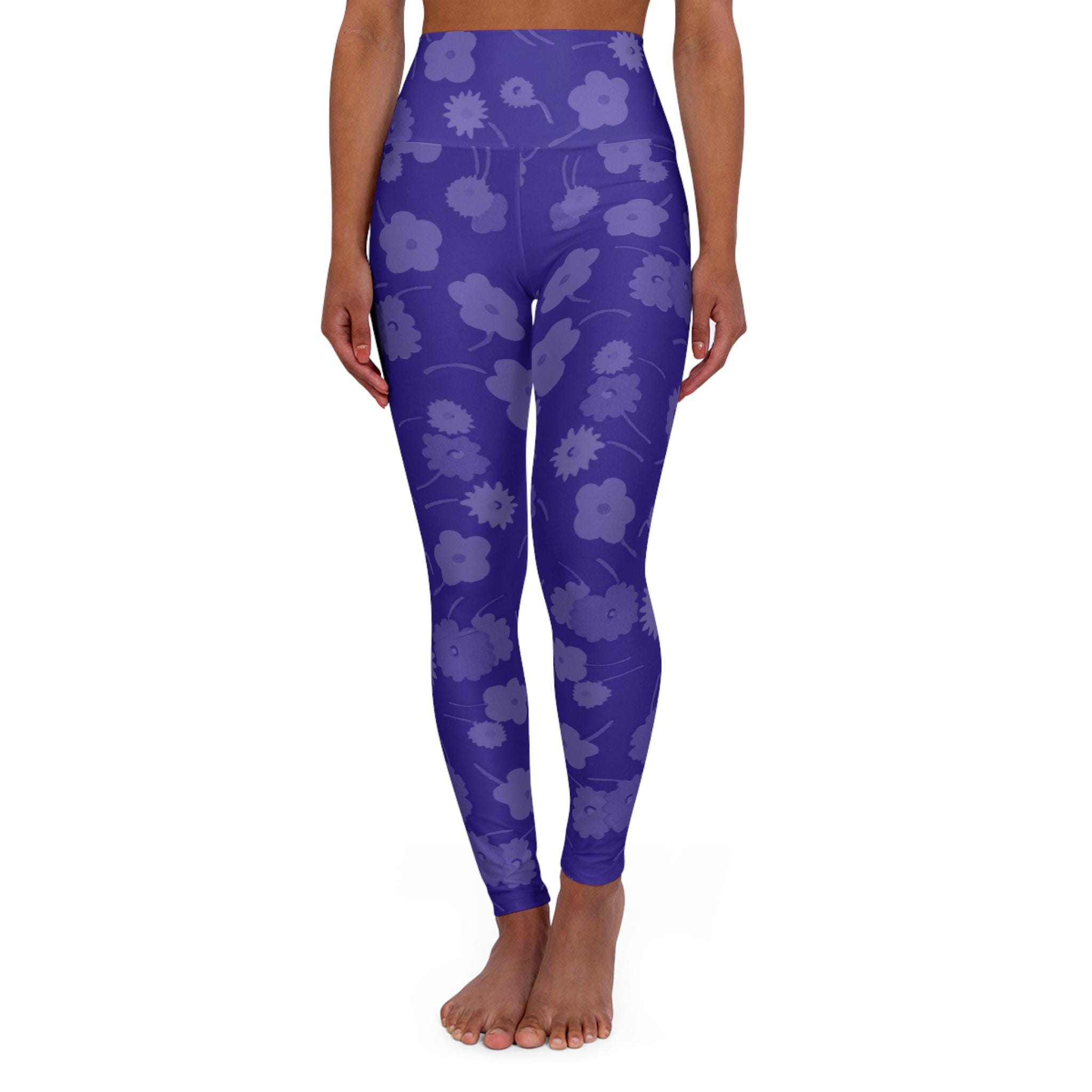 Purple Floral Pattern High Waisted Leggings | All-Over Print Yoga
