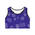 Purple Floral Pattern Sports Bra | Violet Bloom All-Over Print Activewear