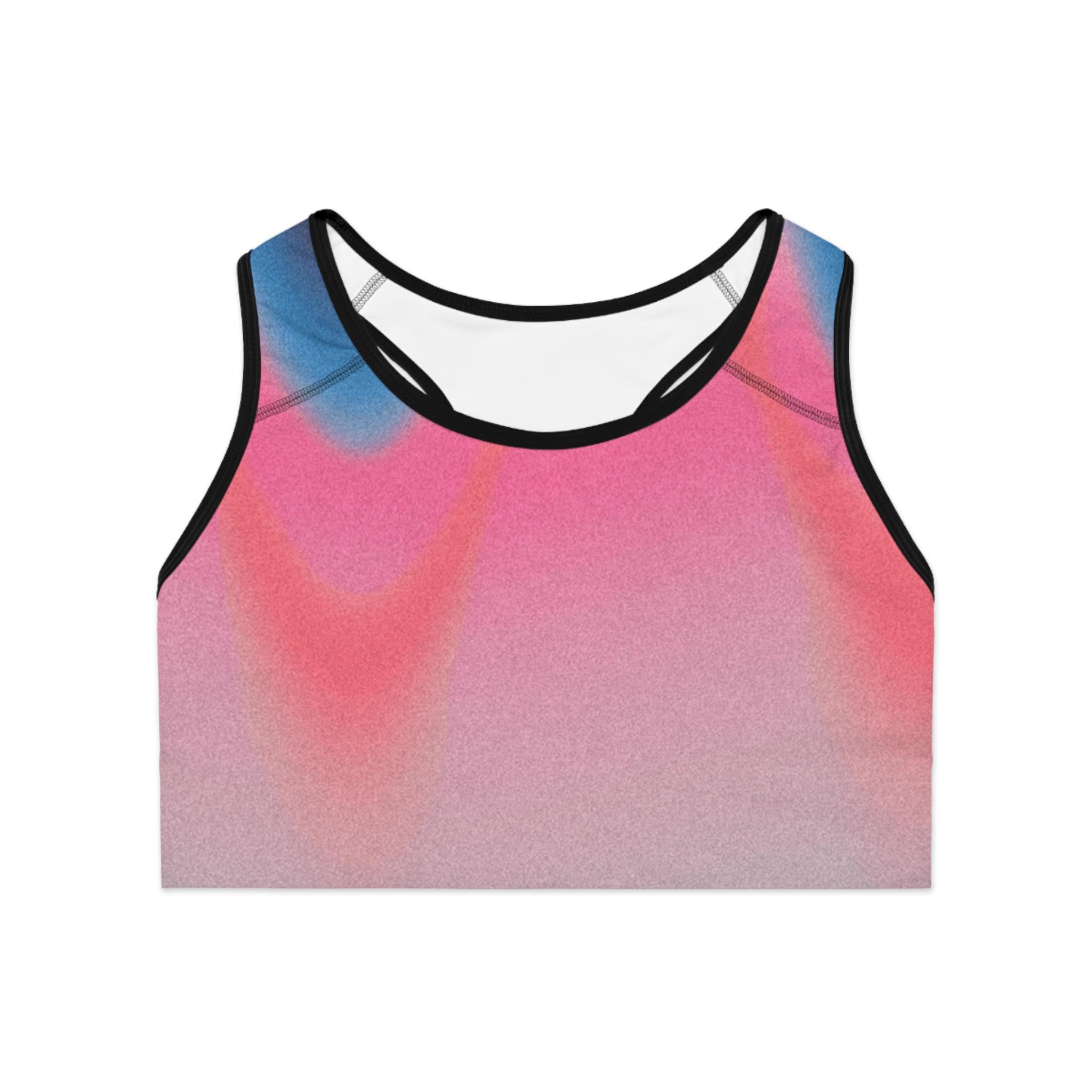 Abstract Pink Blue Gradient Sports Bra | All-Over Print Athletic Top