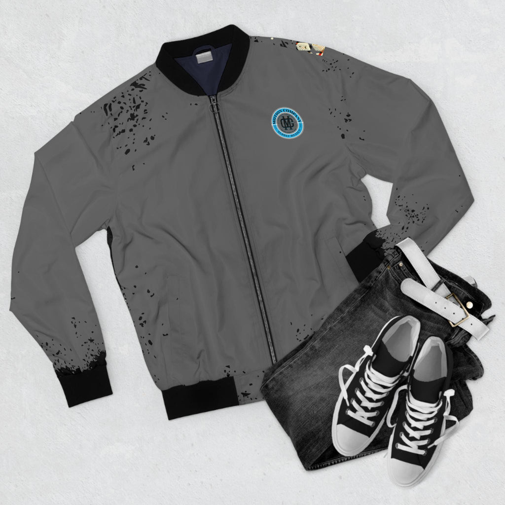 Never Look Back Bomber Jacket | Grey Graphic Bomber