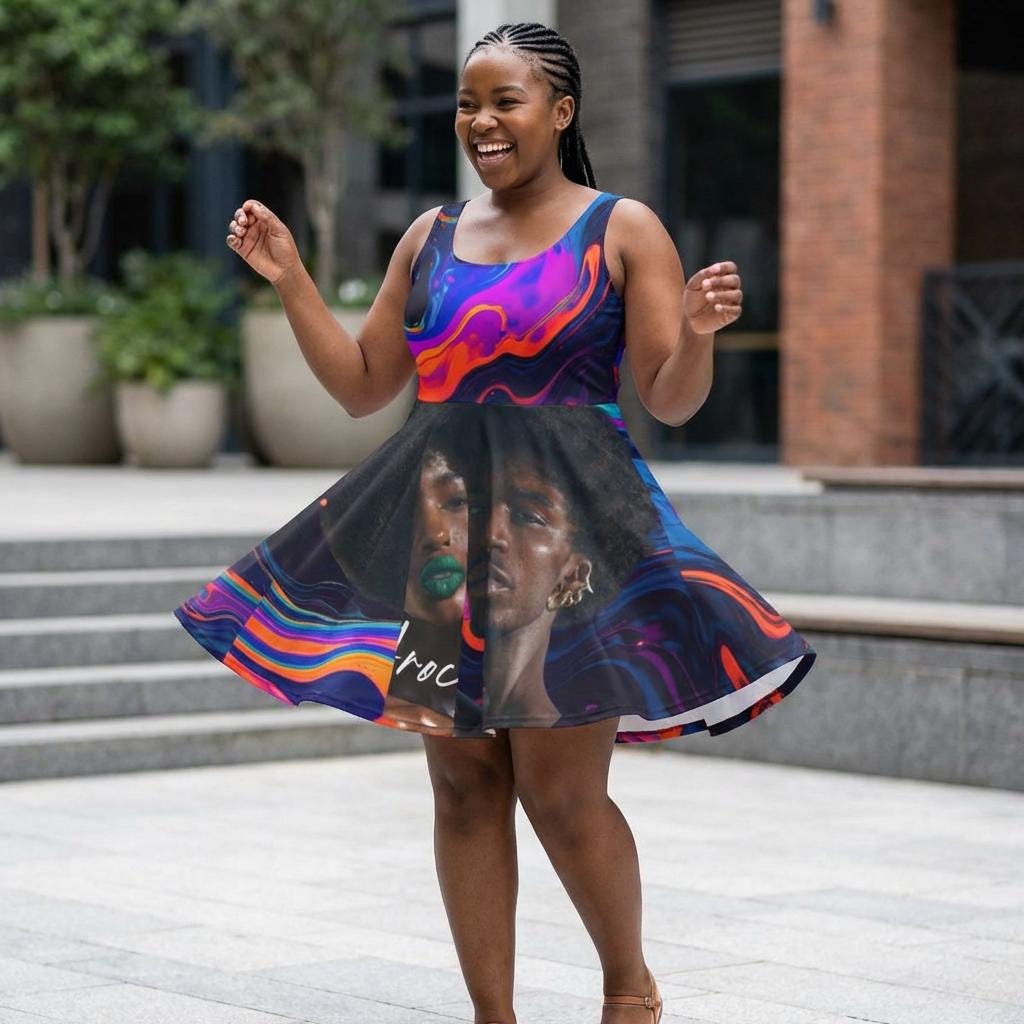 Afrocentric Swirl Women's Skater Dress | AOP