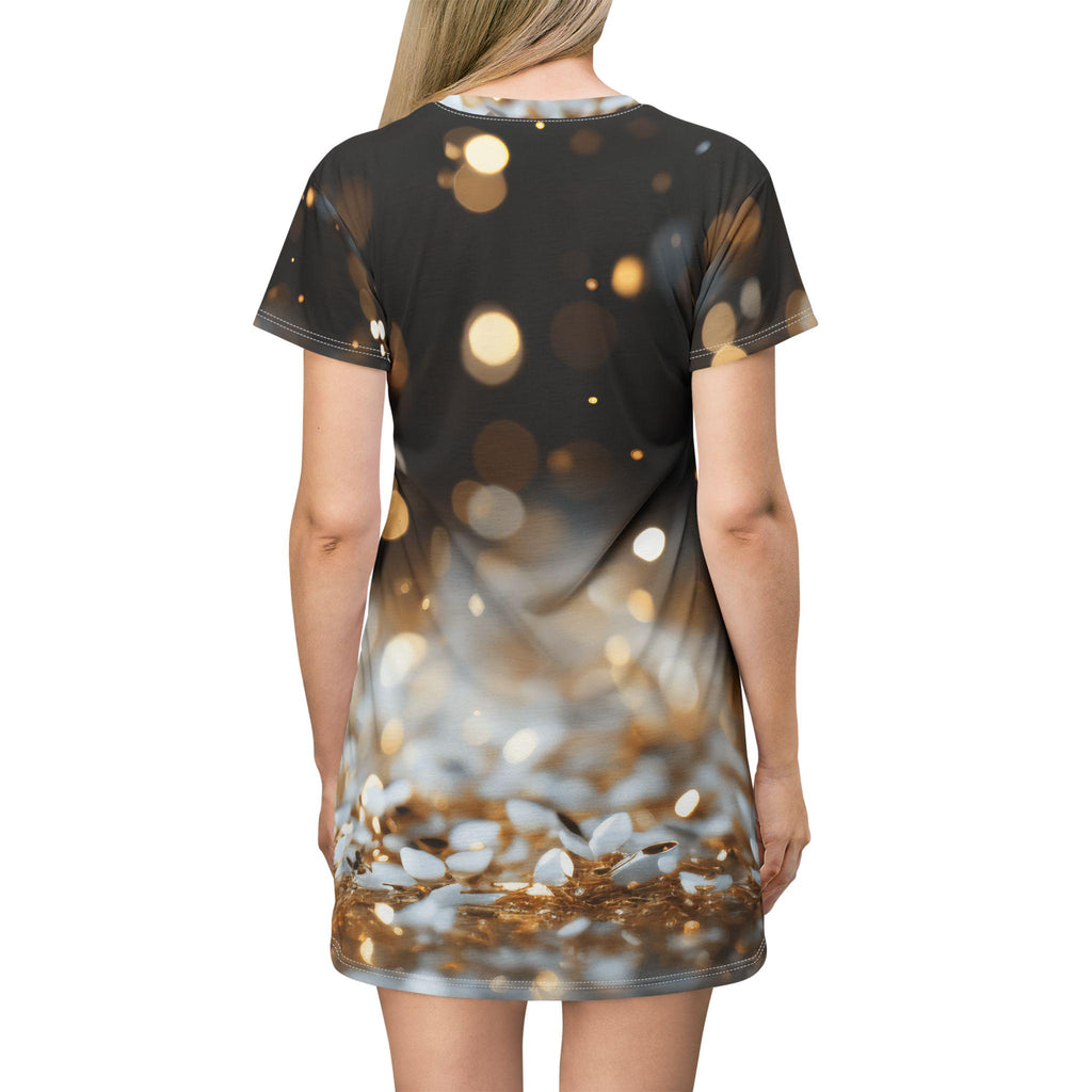 Silver and Gold Confetti T-Shirt Dress (AOP)