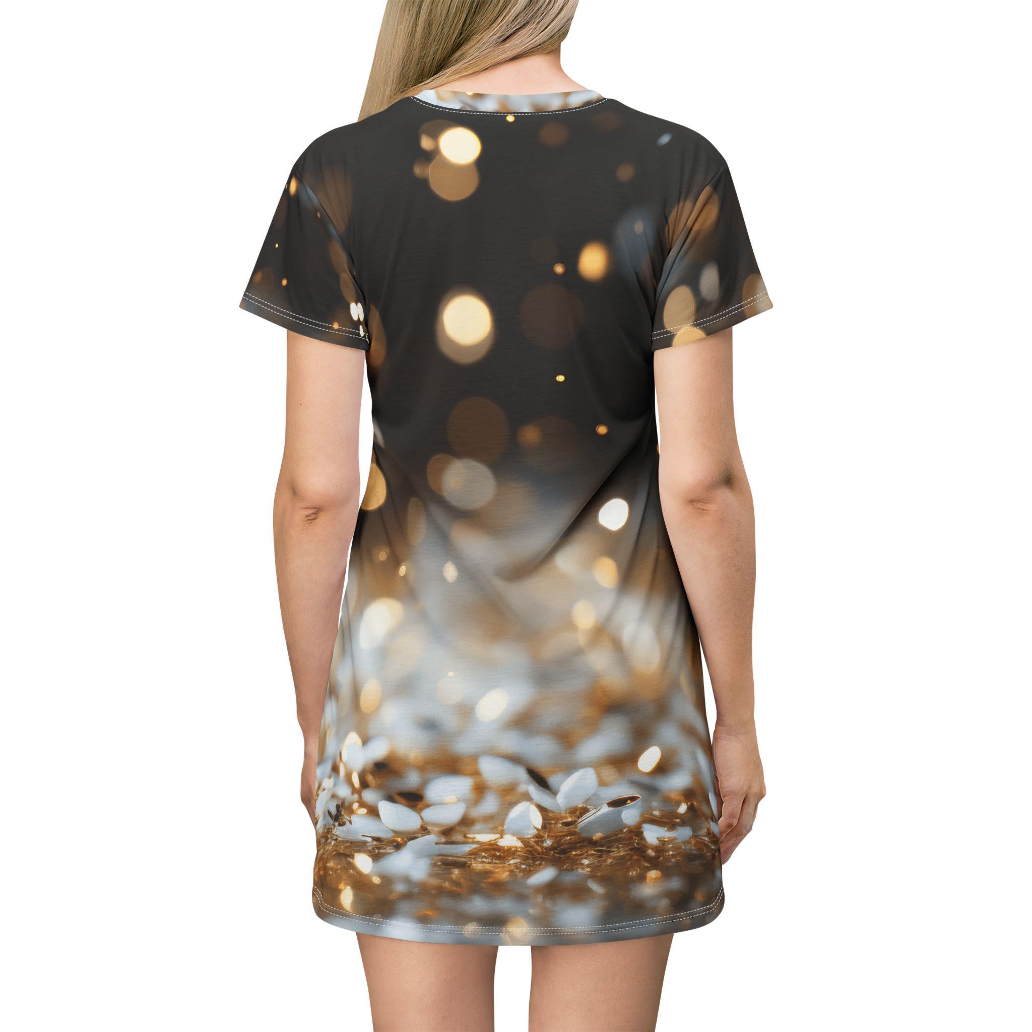 Silver and Gold Confetti T-Shirt Dress (AOP)