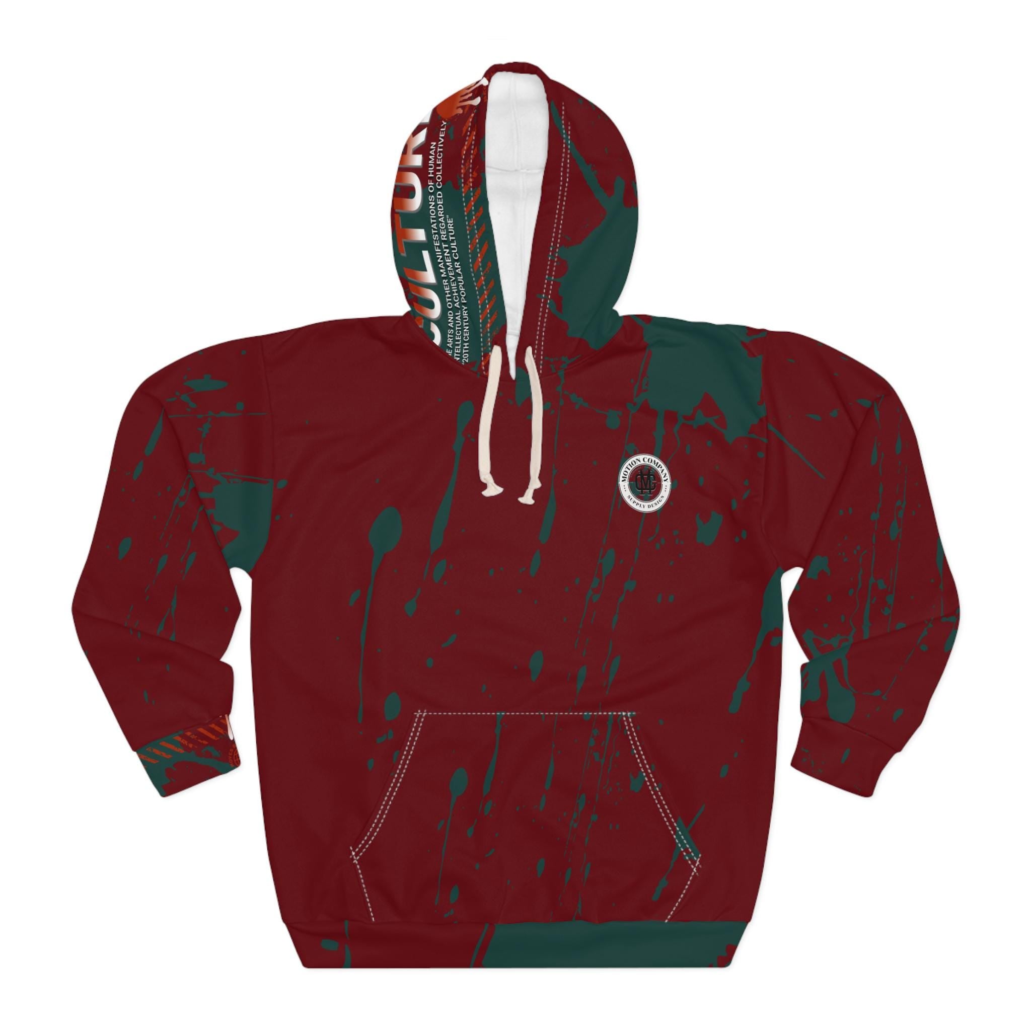 Culture Typography Hoodie | Red Splatter Graphic Pullover