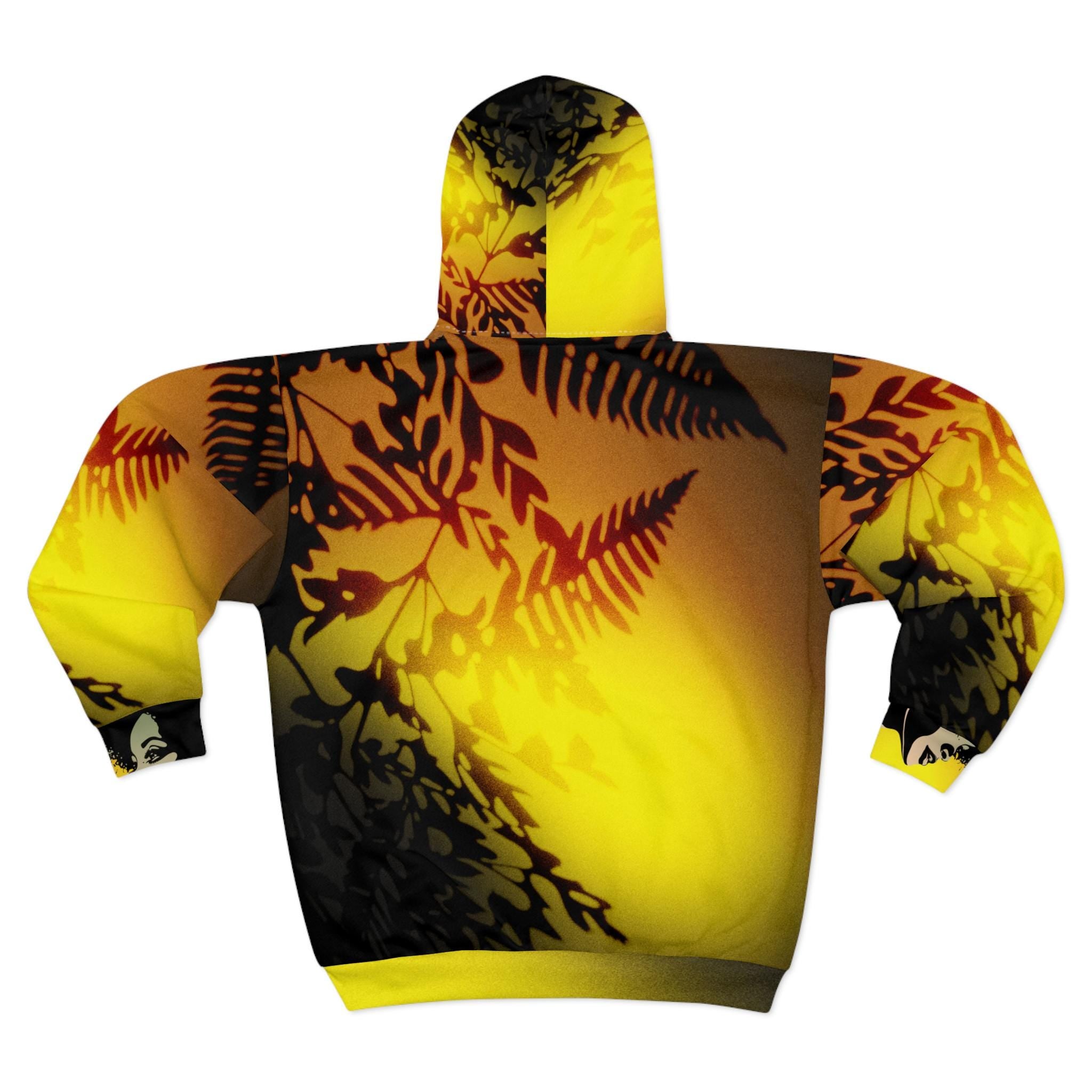 Afro Woman Silhouette Zip Hoodie | Yellow Gradient All-Over Print