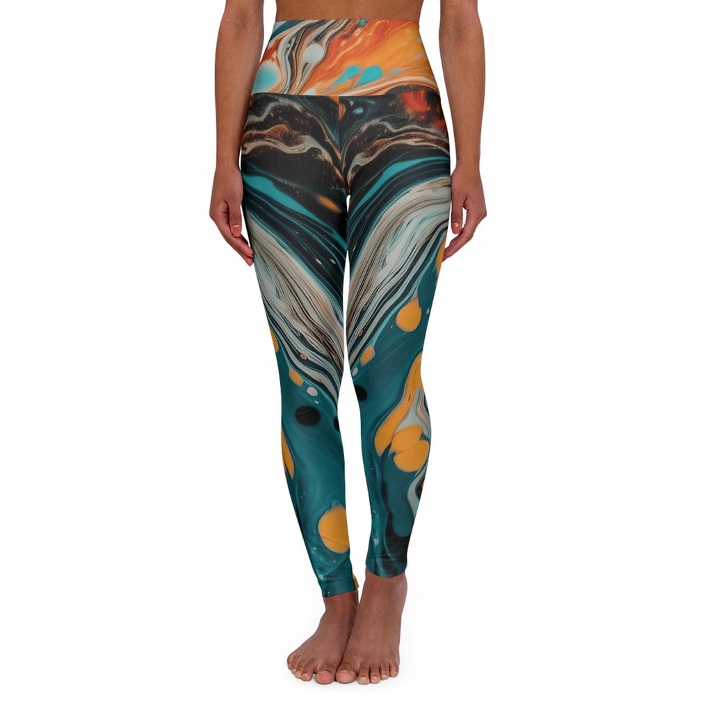 Abstract Fluid Marble Print Leggings | High Waisted Yoga Leggings