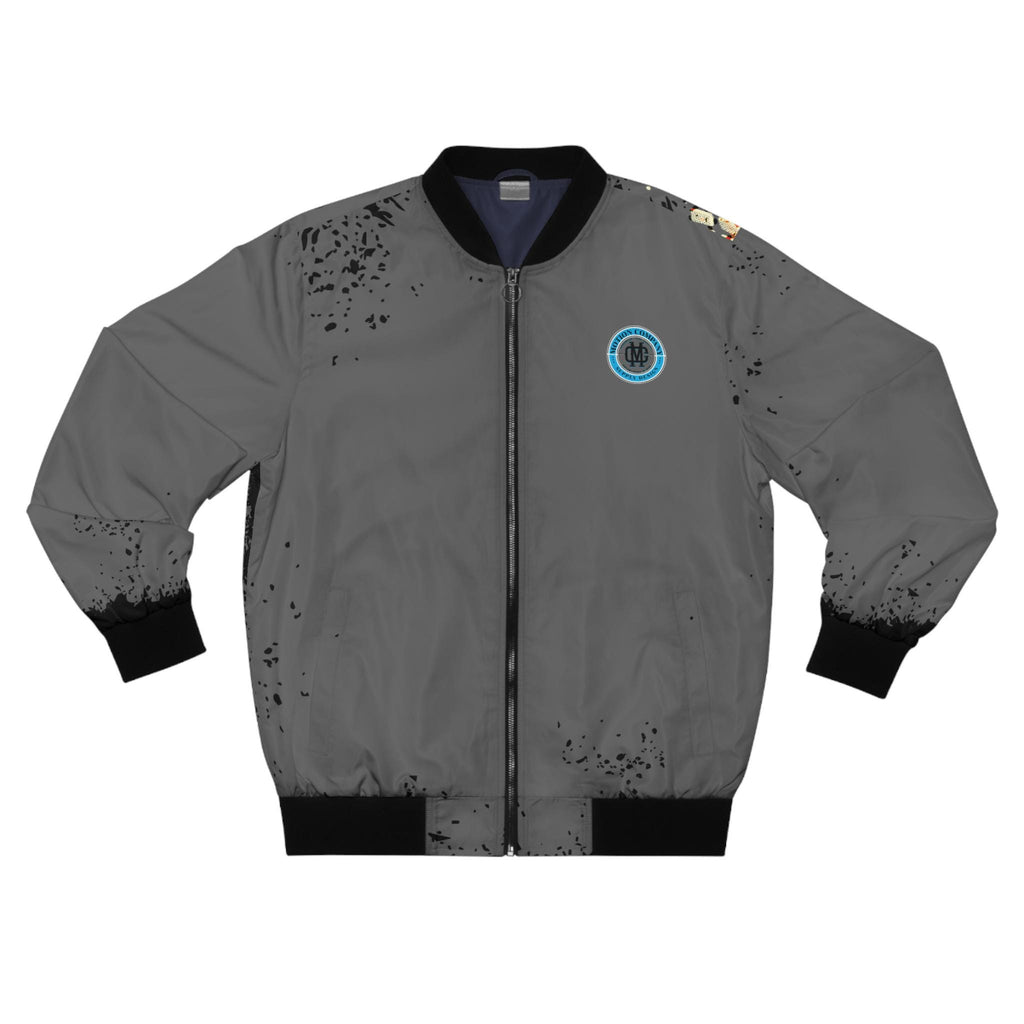 Never Look Back Bomber Jacket | Grey Graphic Bomber