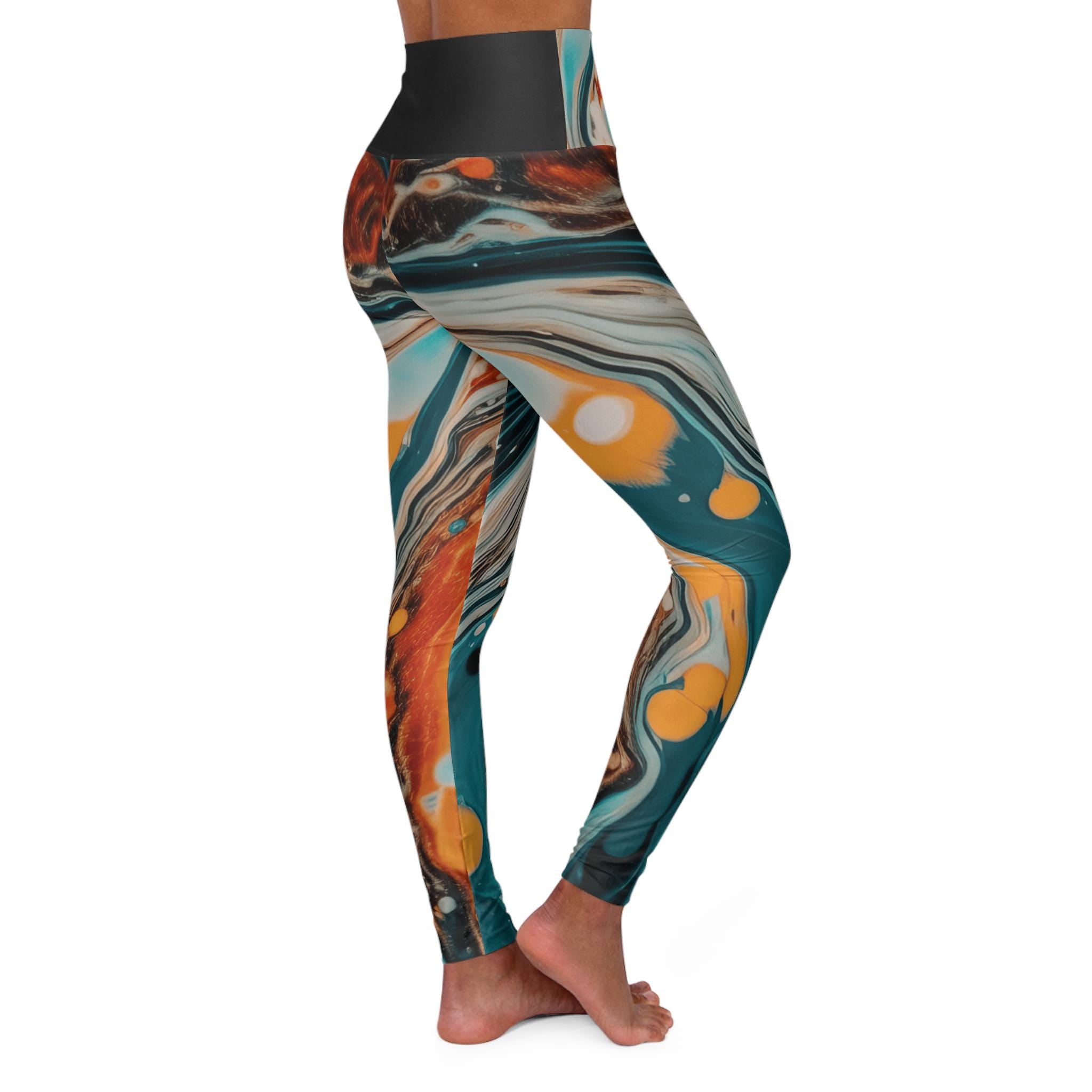 Abstract Fluid Marble Print Leggings | High Waisted Yoga Leggings