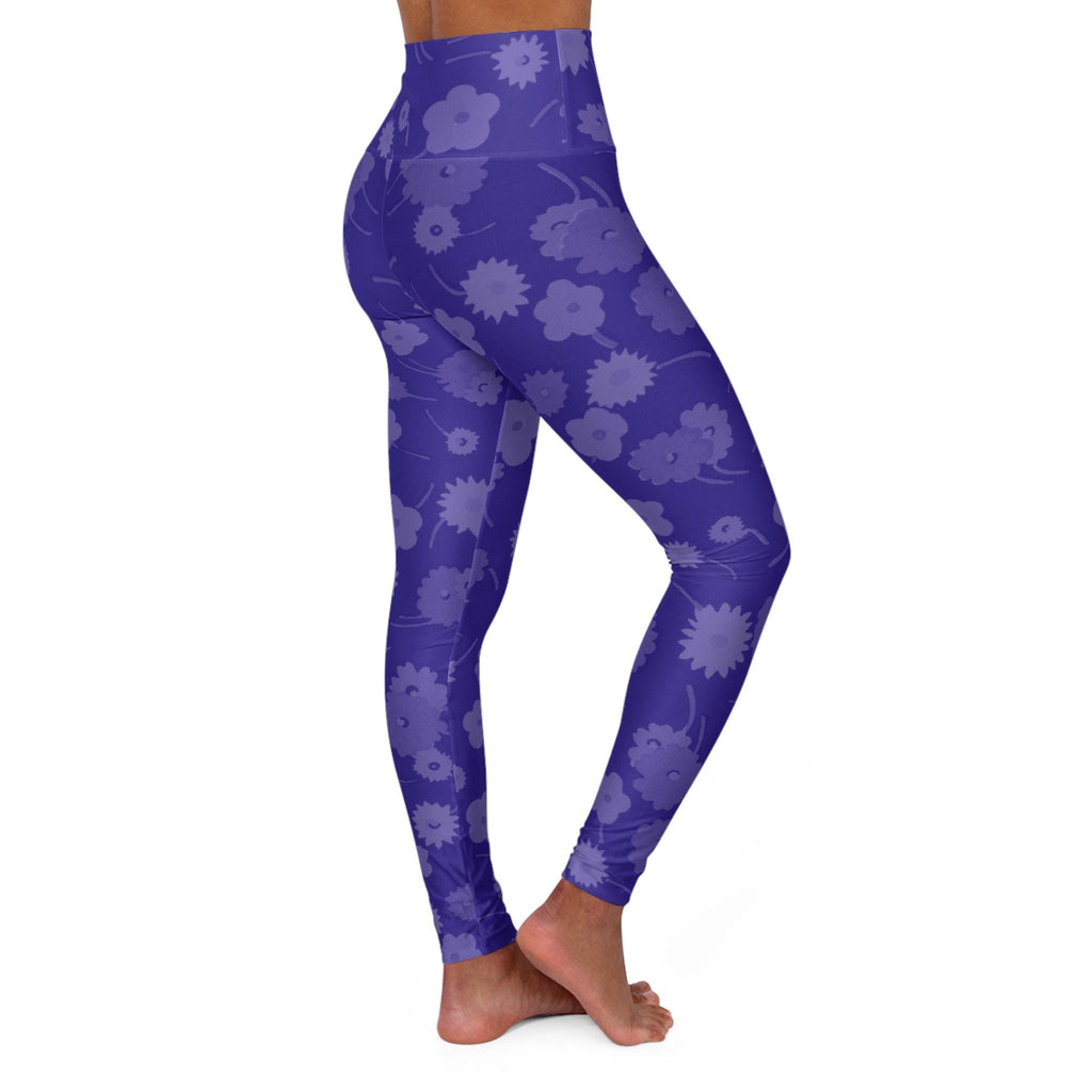 Purple Floral Pattern High Waisted Leggings | All-Over Print Yoga