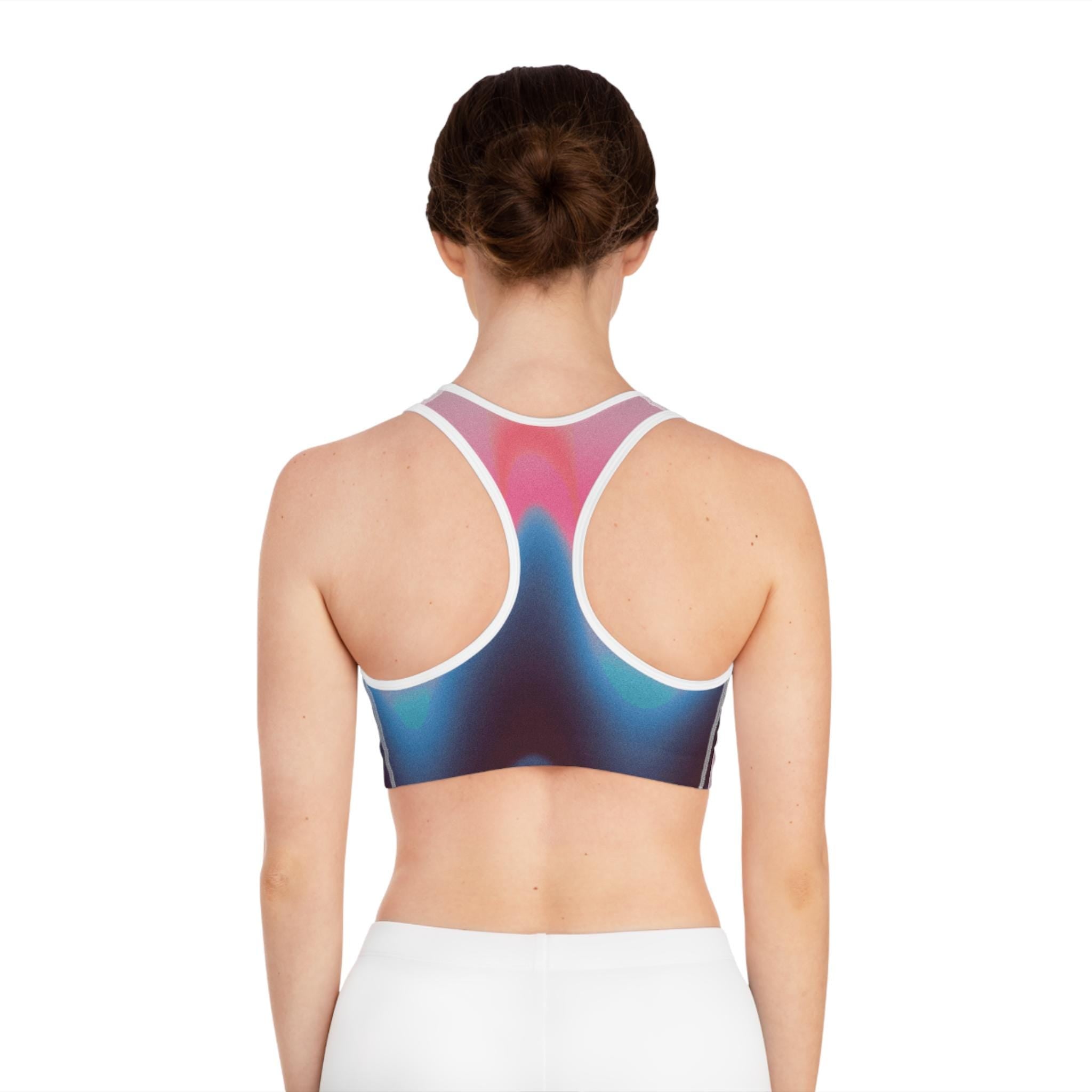 Abstract Pink Blue Gradient Sports Bra | All-Over Print Athletic Top
