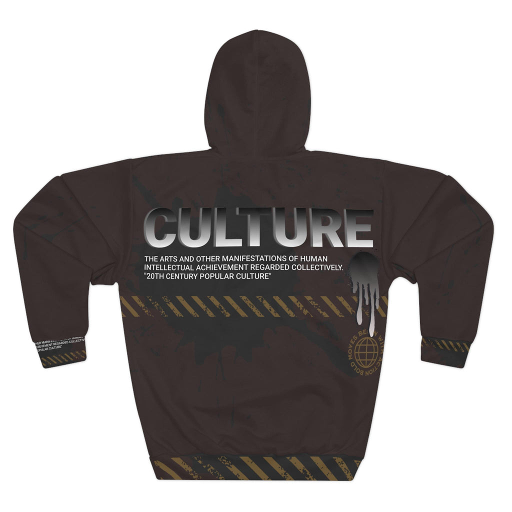 Culture Graphic Hoodie | Industrial Text, Distressed Stripes
