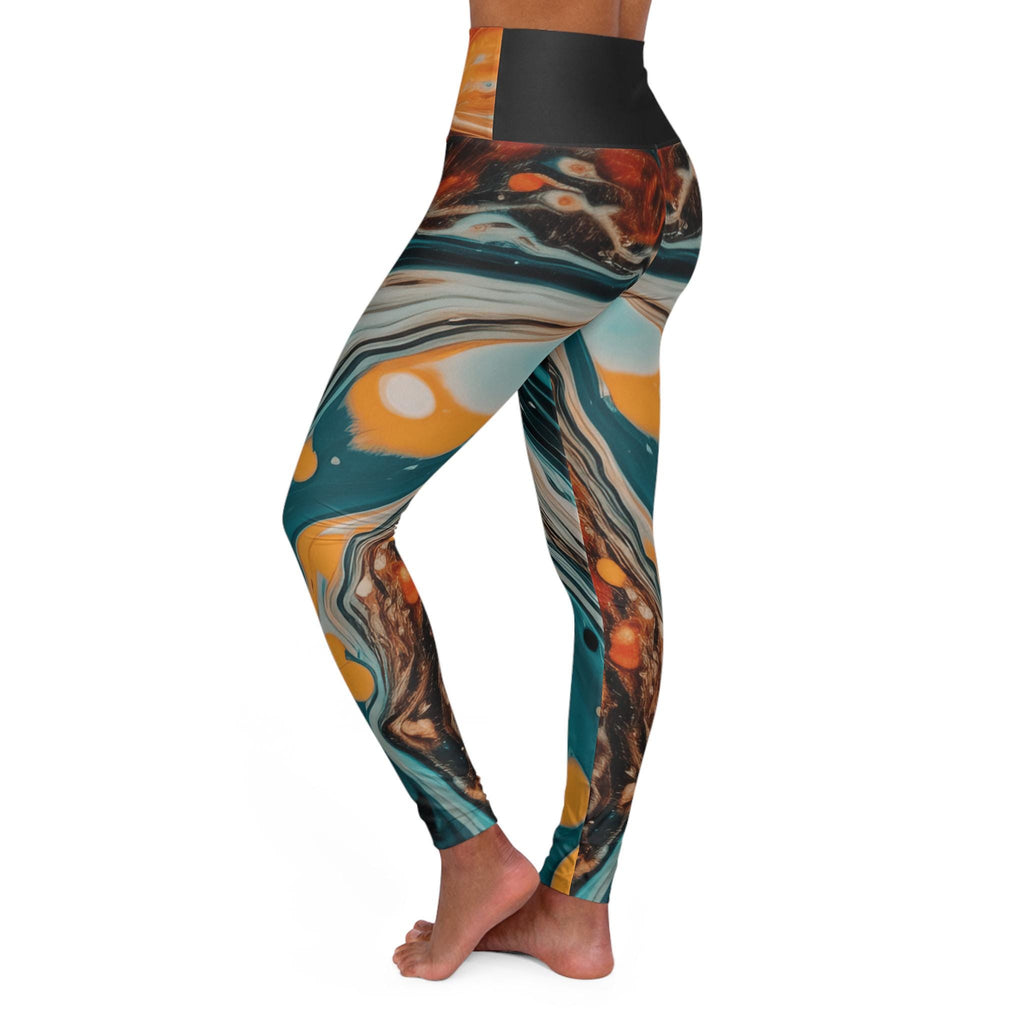 Abstract Fluid Marble Print Leggings | High Waisted Yoga Leggings