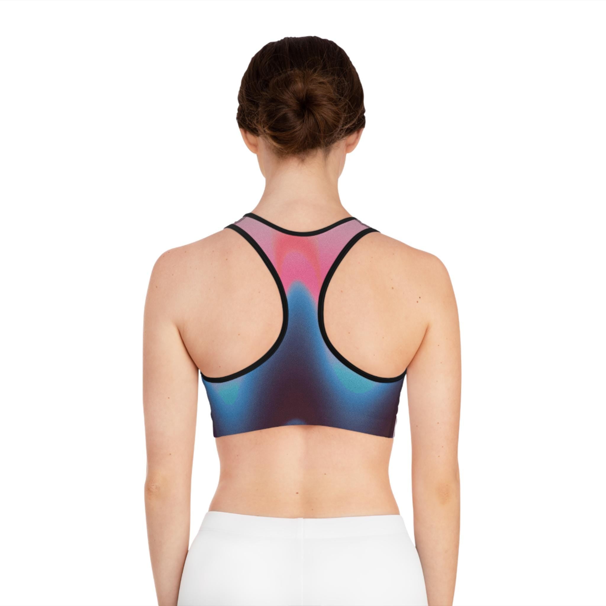 Abstract Pink Blue Gradient Sports Bra | All-Over Print Athletic Top