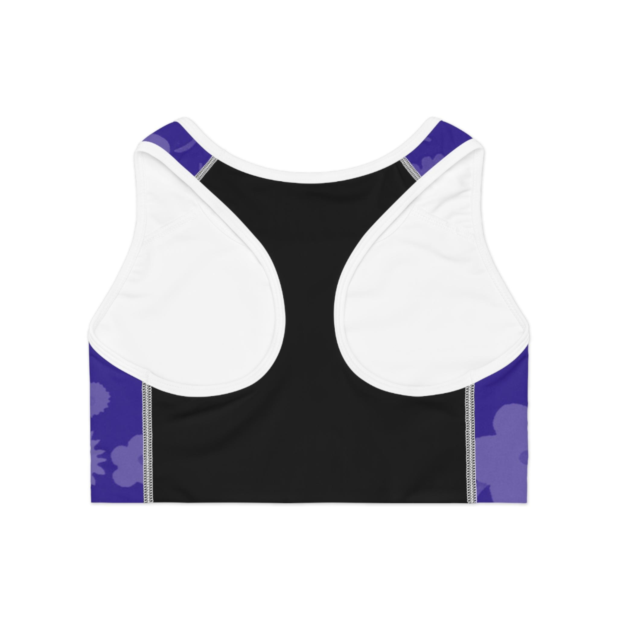 Purple Floral Pattern Sports Bra | Violet Bloom All-Over Print Activewear