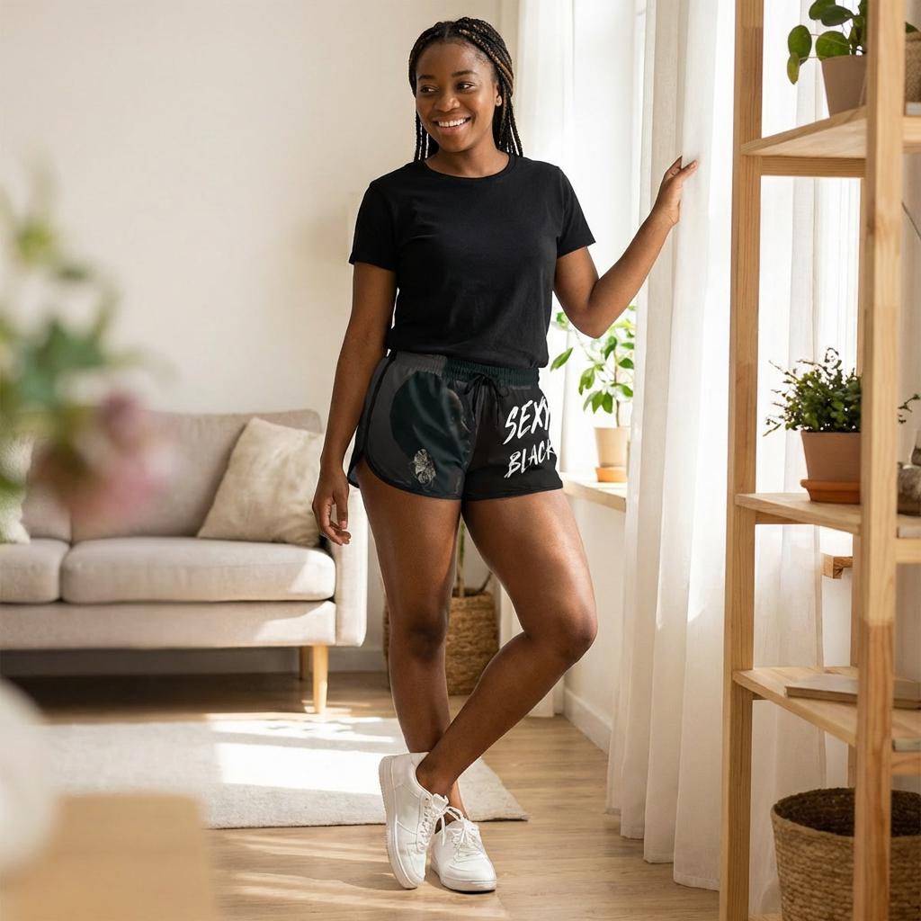 Sexy Black Portrait shorts | Women's Relaxed Shorts