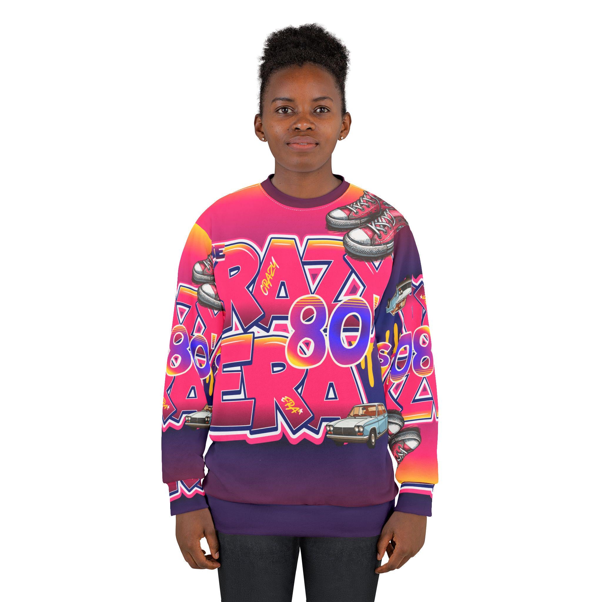 Crazy 80s Era Sweatshirt | Retro Neon 1980s All-Over Print