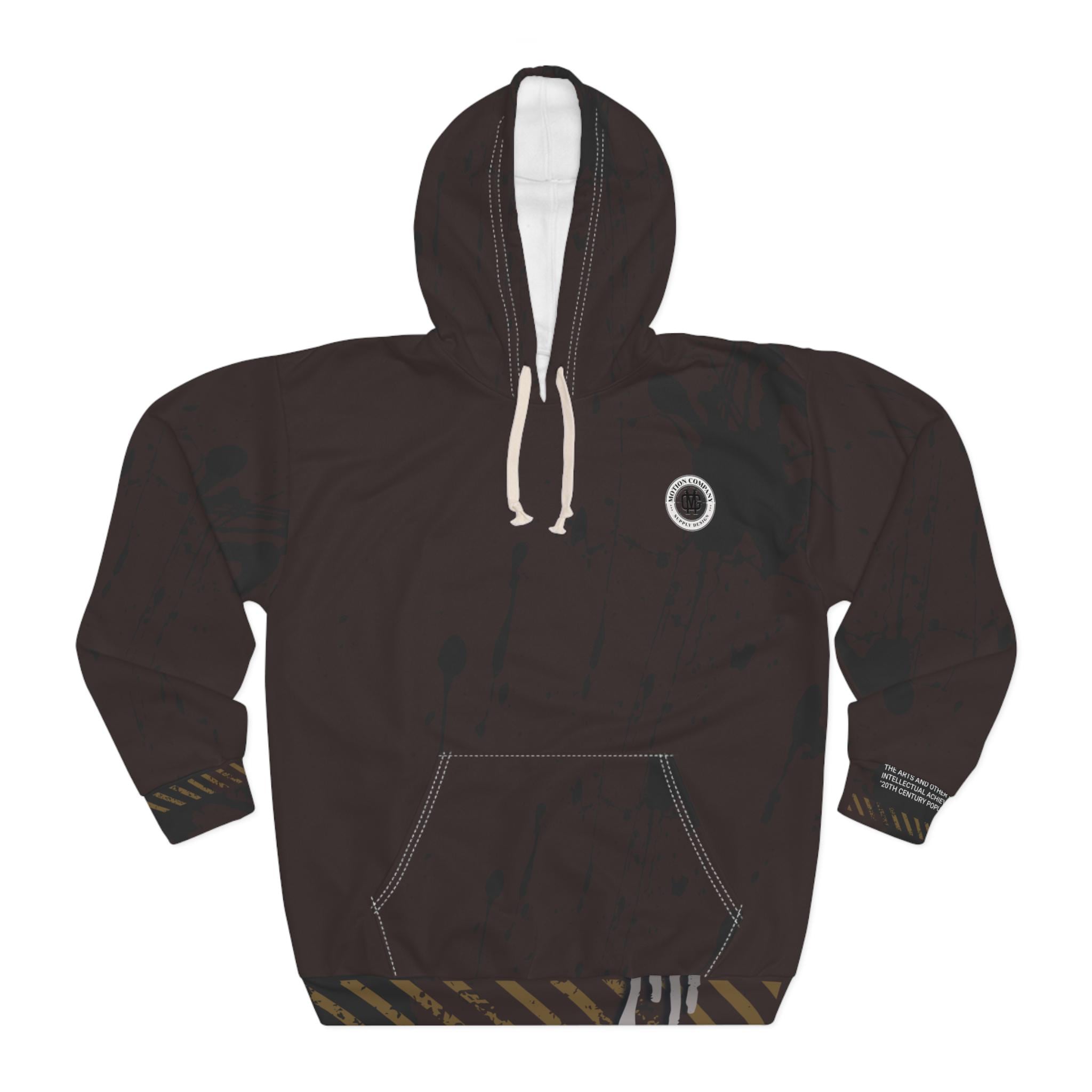 Culture Graphic Hoodie | Industrial Text, Distressed Stripes