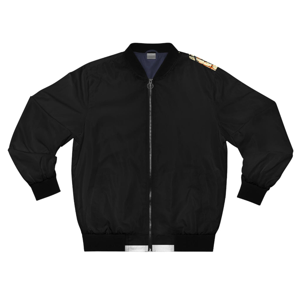 Never Look Back Bomber Jacket | Retro Grunge Typography, Face & Shoe Graphic