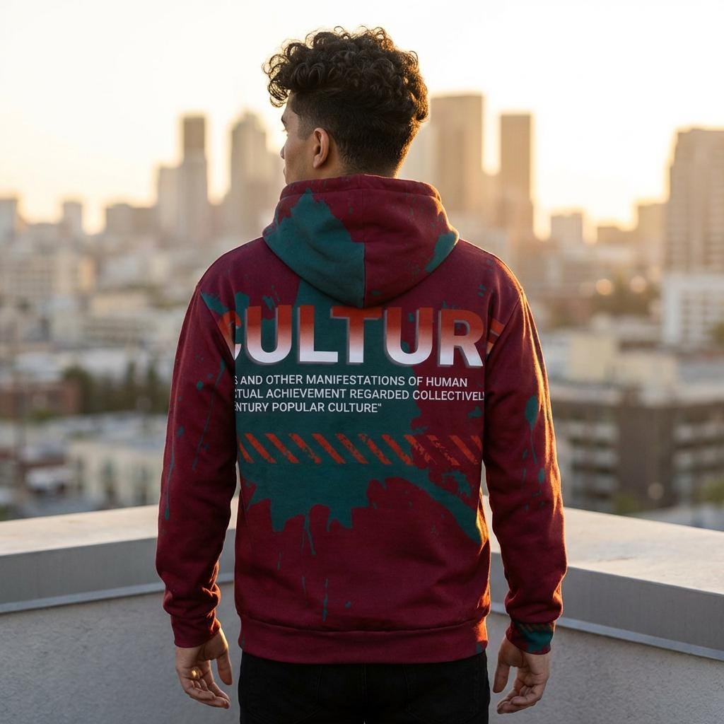 Culture Typography Hoodie | Red Splatter Graphic Pullover