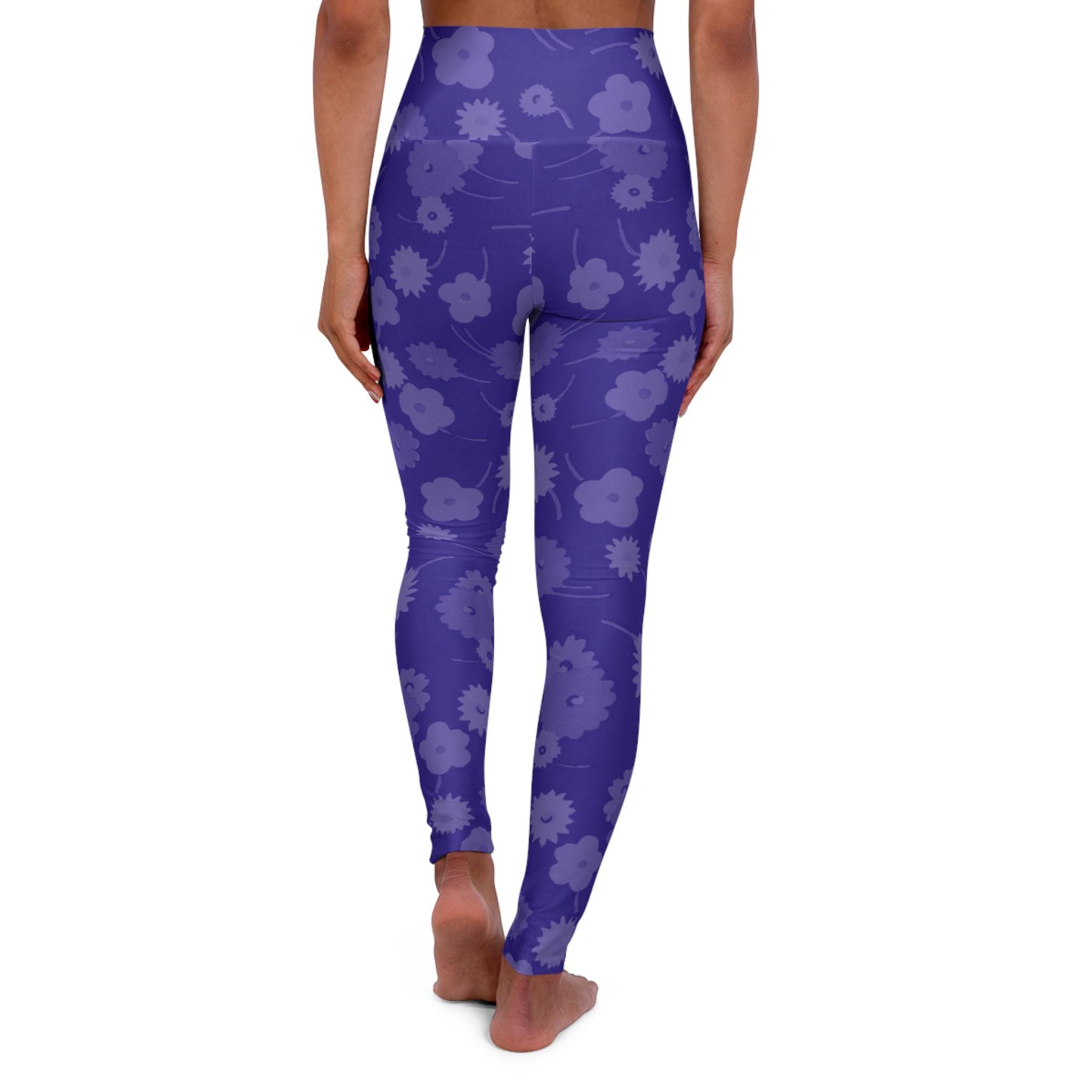 Purple Floral Pattern High Waisted Leggings | All-Over Print Yoga