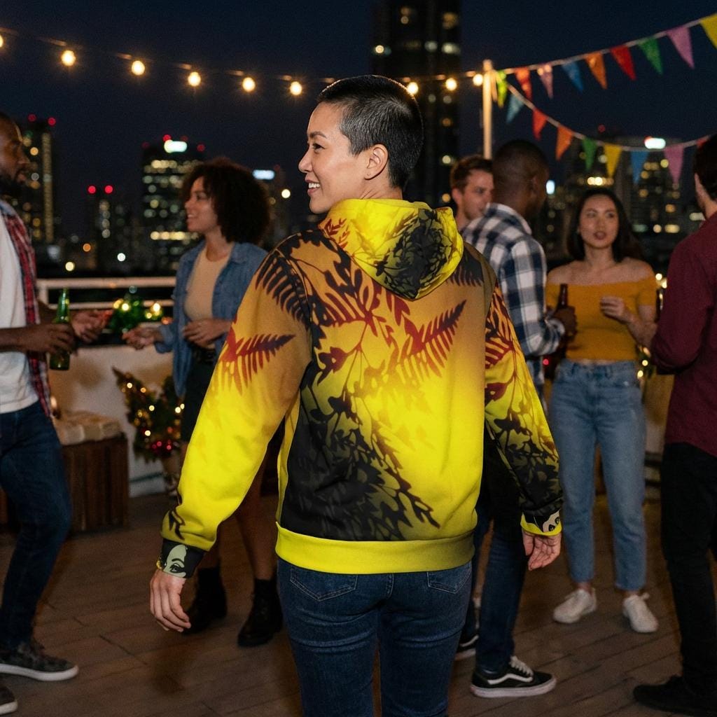 Afro Woman Silhouette Zip Hoodie | Yellow Gradient All-Over Print