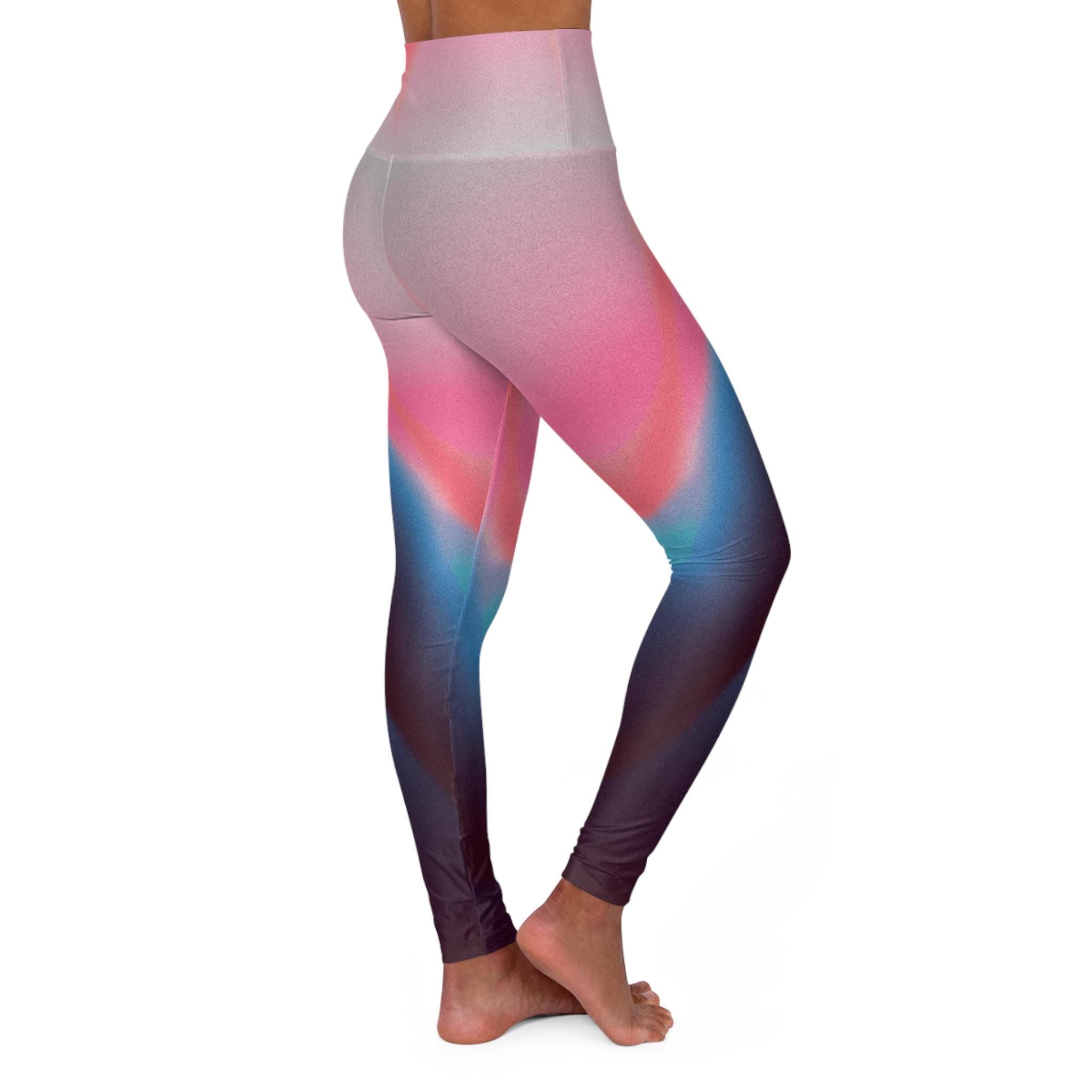 Abstract Pink Blue Gradient High Waisted Leggings | All-Over Print